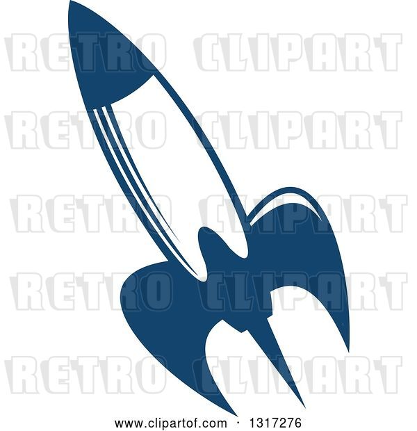 Vector Clip Art of Retro Blue Space Rocket 14
