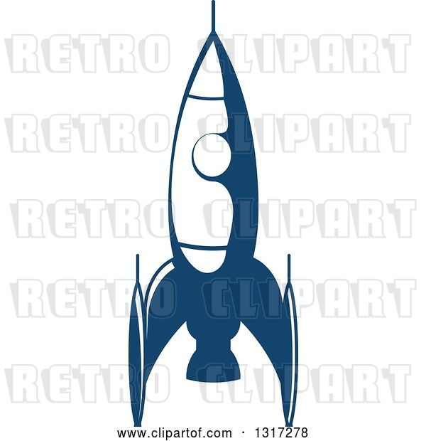 Vector Clip Art of Retro Blue Space Rocket 15