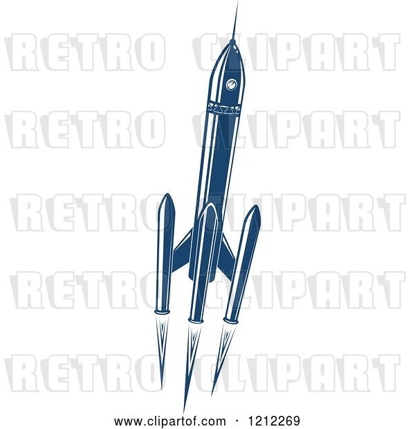 Vector Clip Art of Retro Blue Space Rocket 4