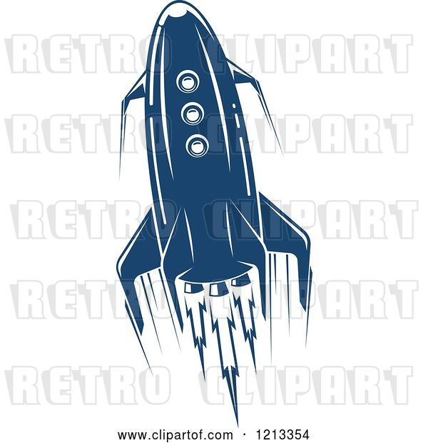 Vector Clip Art of Retro Blue Space Rocket 5