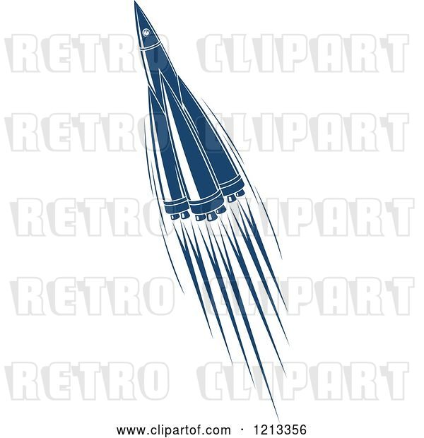 Vector Clip Art of Retro Blue Space Rocket 7