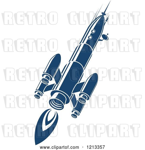 Vector Clip Art of Retro Blue Space Rocket 8