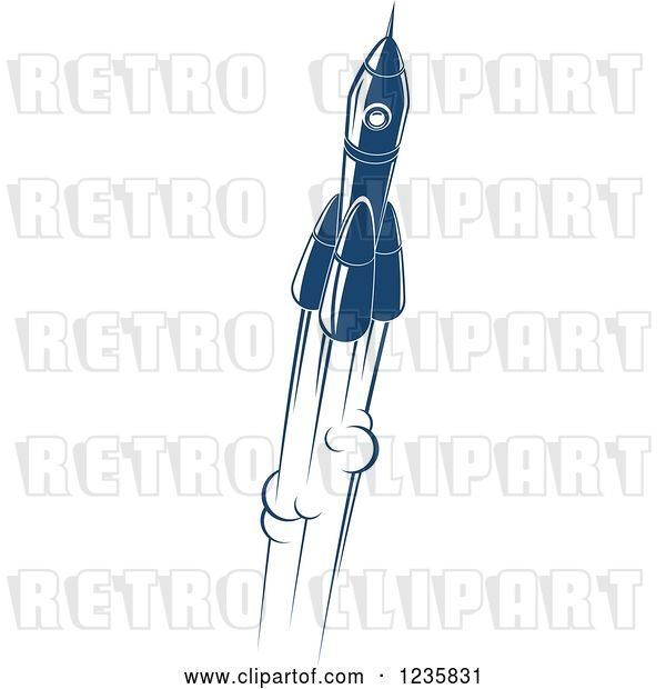 Vector Clip Art of Retro Blue Space Rocket 9