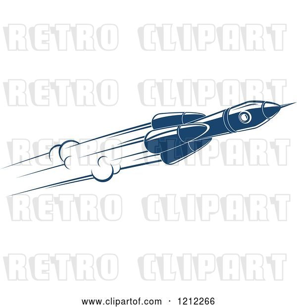 Vector Clip Art of Retro Blue Space Rocket