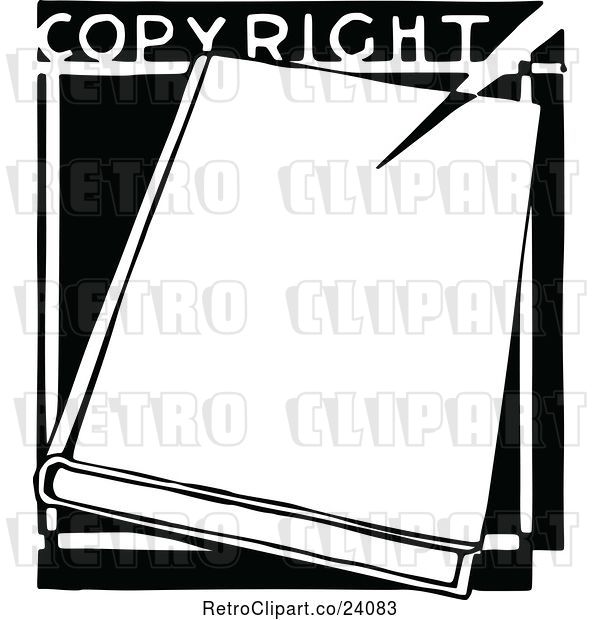 Vector Clip Art of Retro Book and Copyright Text