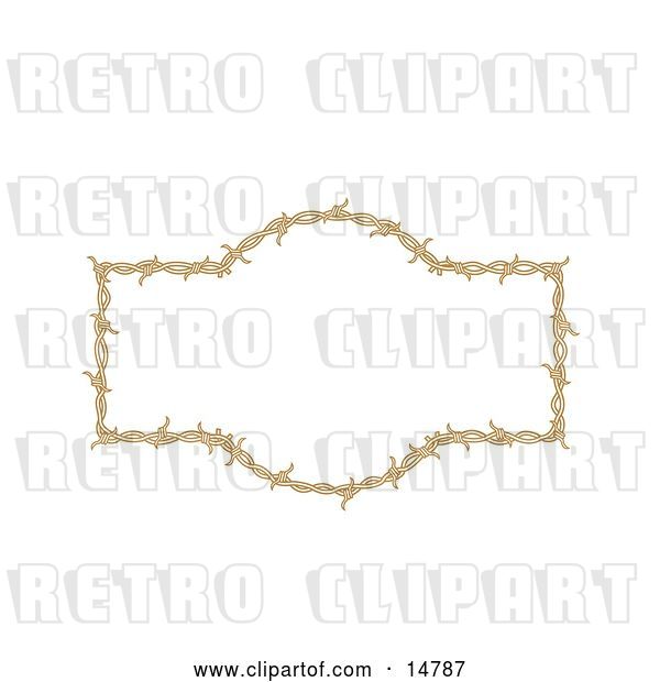 Vector Clip Art of Retro Border Frame of Barbed Wire over a White Background