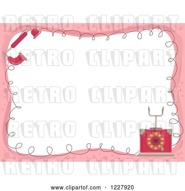 Vector Clip Art of Retro Border of a Pink Landline Telephone Around White Text Space