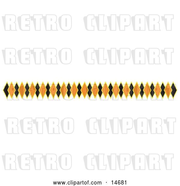 Vector Clip Art of Retro Border of Black and Orange Diamonds Clipart Illustration