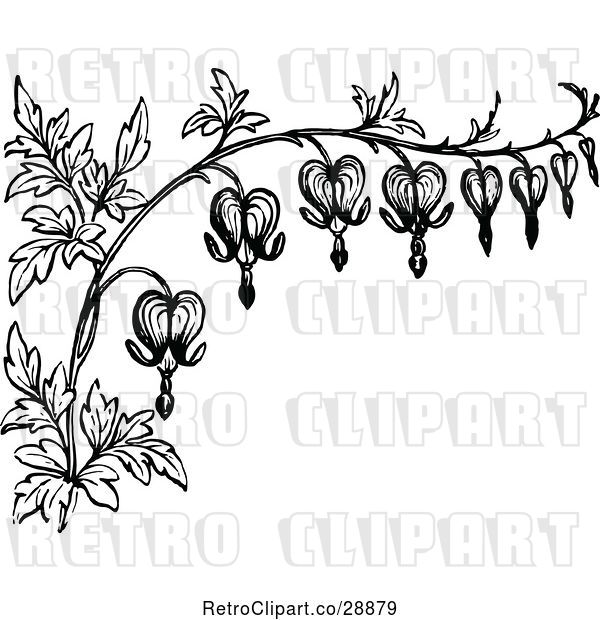 Vector Clip Art of Retro Border of Bleeding Heart Flowers