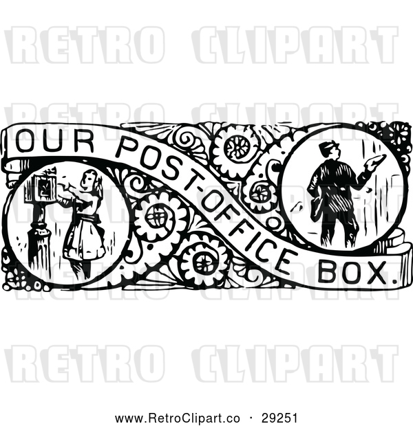 Vector Clip Art of Retro Border of Mail Boxes