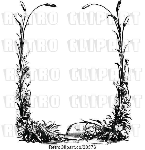 Vector Clip Art of Retro Border of Reeds