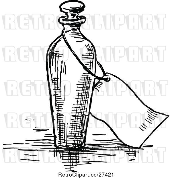 Vector Clip Art of Retro Bottle and Tag