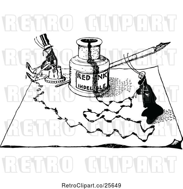 Vector Clip Art of Retro Bottle of Ink and Ants