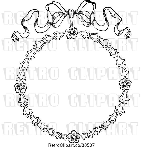 Vector Clip Art of Retro Bow and Flower Frame