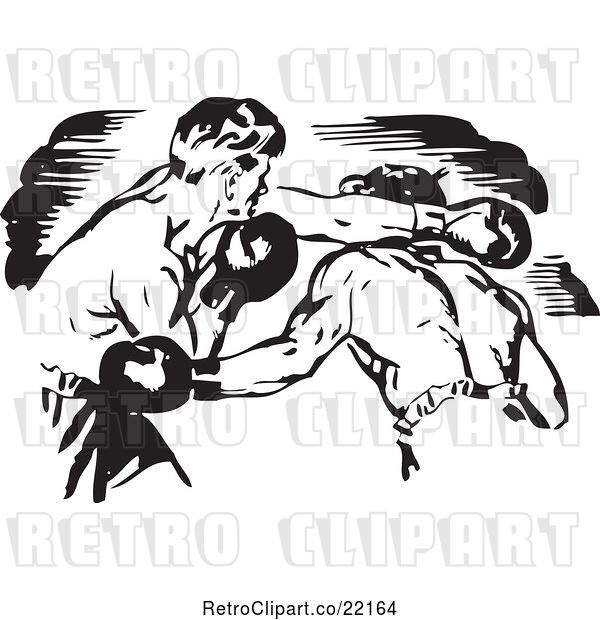 Vector Clip Art of Retro Boxers Fighting