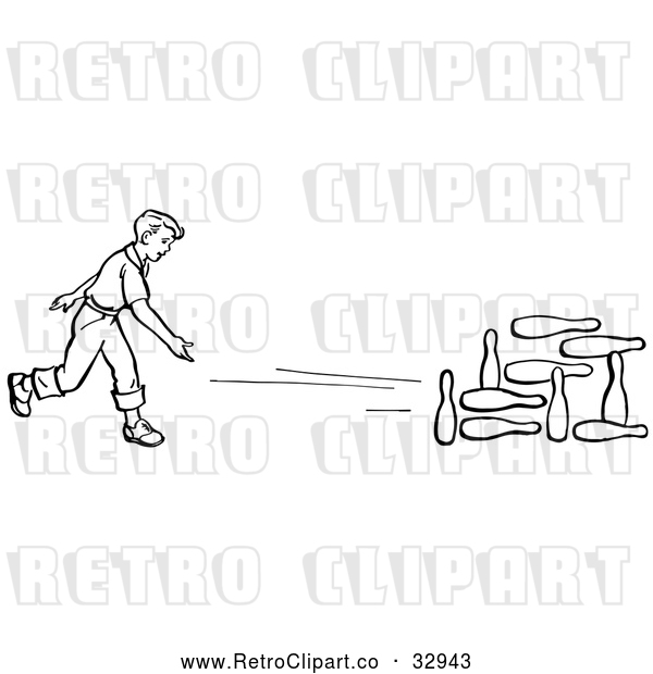Vector Clip Art of Retro Boy Bowling by Picsburg - #32943