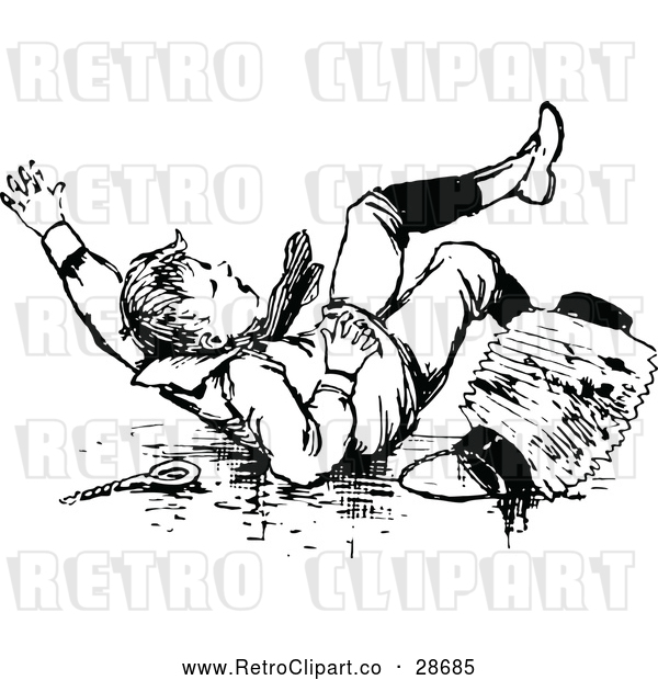 Vector Clip Art of Retro Boy Falling 1