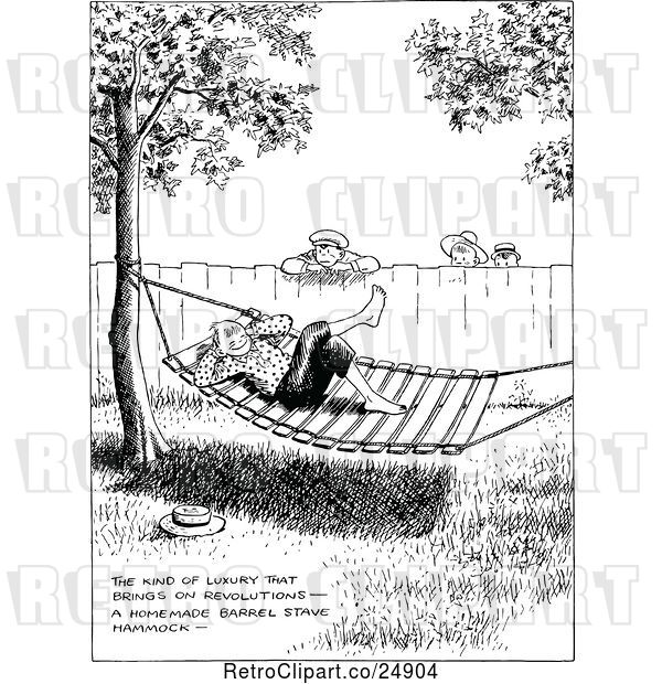 Vector Clip Art of Retro Boy Hanging out in a Hammock