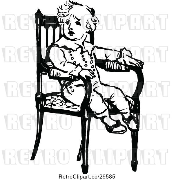 Vector Clip Art of Retro Boy in a Chair