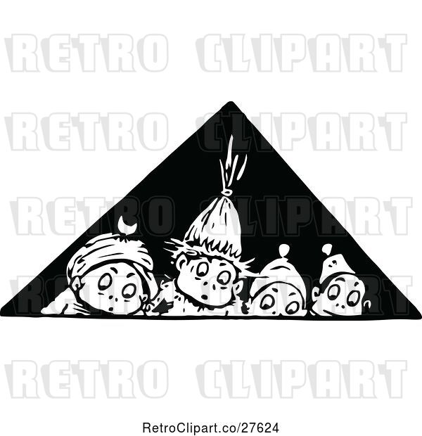 Vector Clip Art of Retro Boys in a Triangle