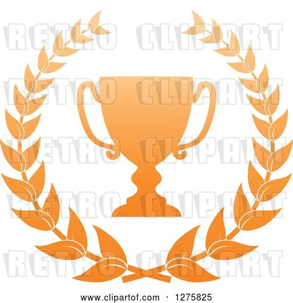 Vector Clip Art of Retro Bronze Championship Trophy Cup in a Wreath