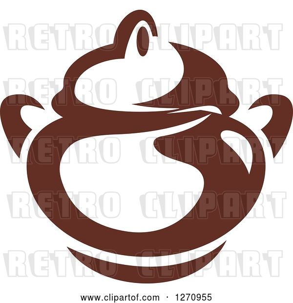 Vector Clip Art of Retro Brown and White Coffee Pot