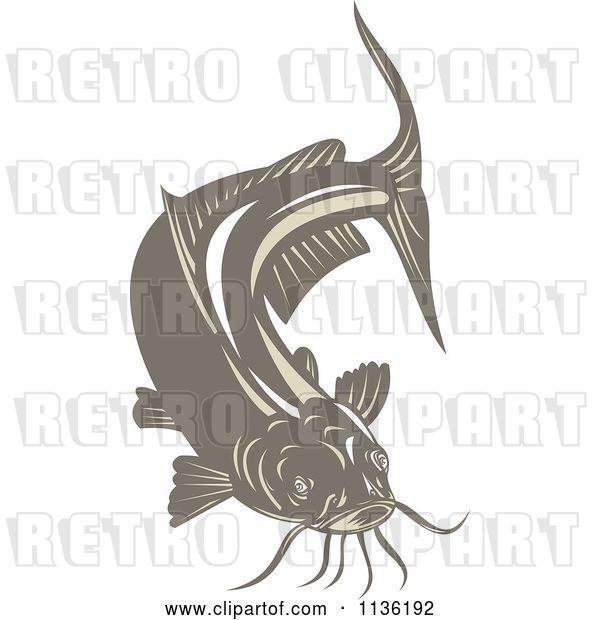 Vector Clip Art of Retro Brown Catfish