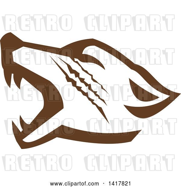 Vector Clip Art of Retro Brown Howling Wolf Head