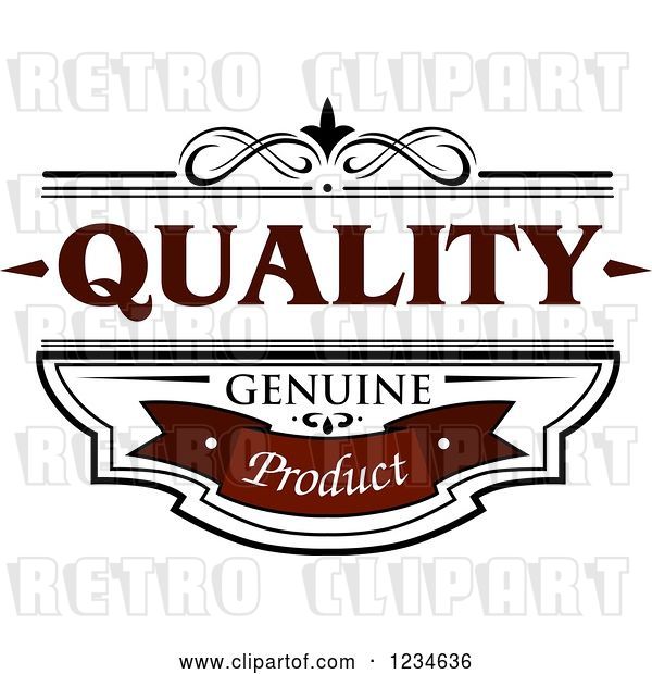 Vector Clip Art of Retro Brown Quality Geniune Product Label