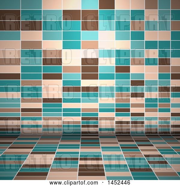 Vector Clip Art of Retro Brown Tan and Blue Rectangle Background