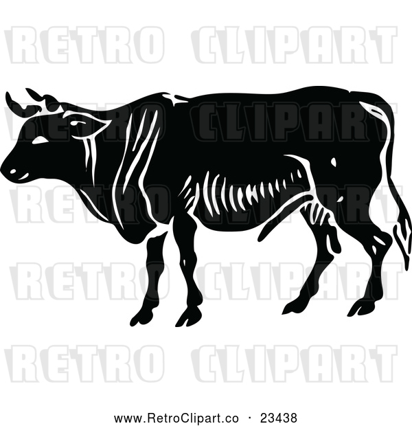 Vector Clip Art of Retro Bull 2