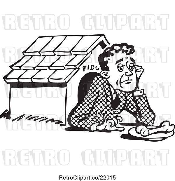 Vector Clip Art of Retro Business Man in a Dog House