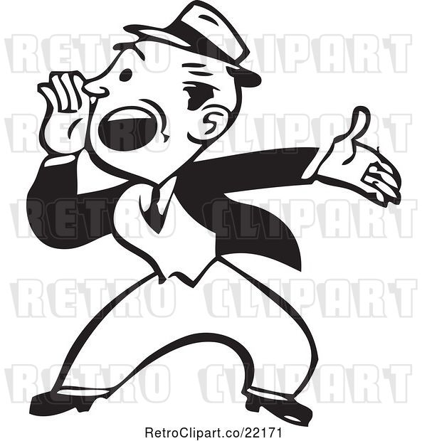Vector Clip Art of Retro Business Man Shouting and Gesturing
