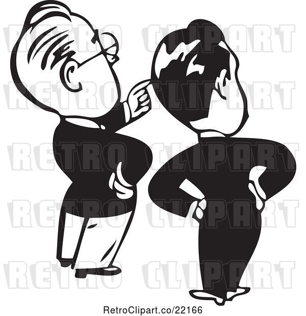 Vector Clip Art of Retro Business Men Looking and Pointing