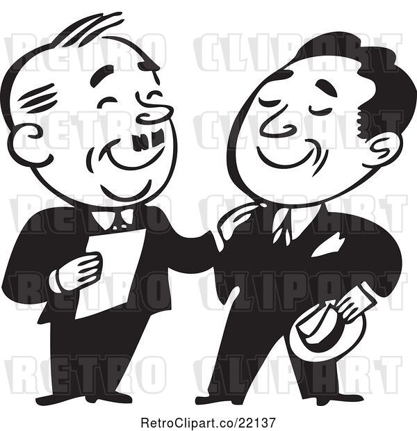 Vector Clip Art of Retro Business Men Standing and Talking