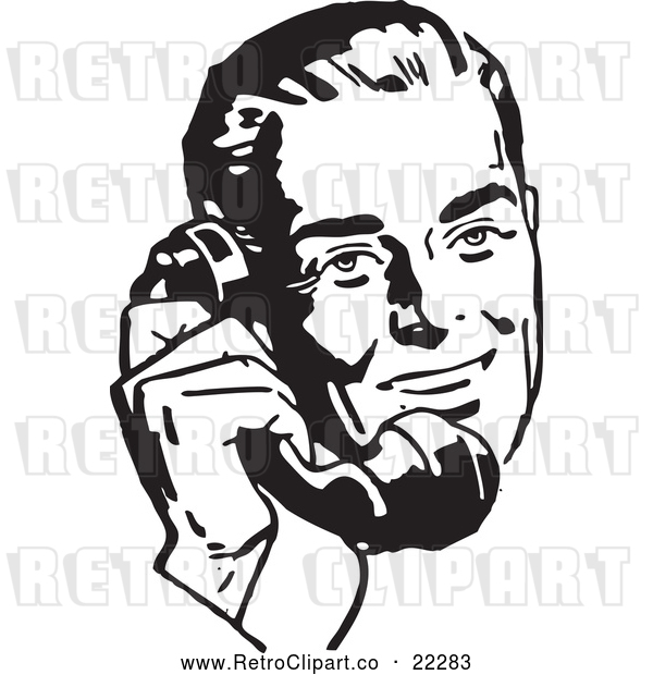 Vector Clip Art of Retro Businessman Using a Phone - 2