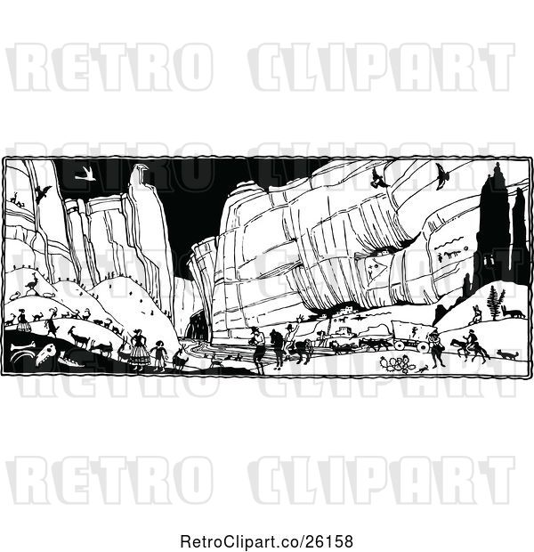 Vector Clip Art of Retro Busy Canyon