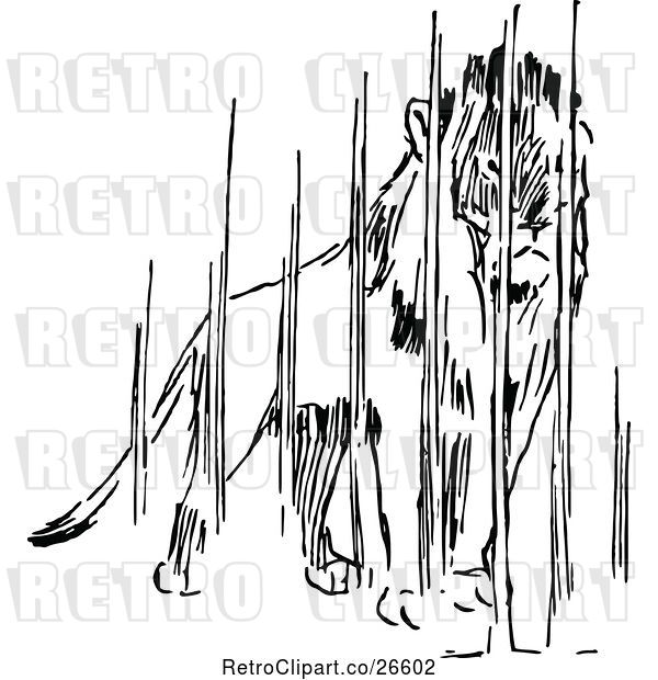 Vector Clip Art of Retro Caged Lion