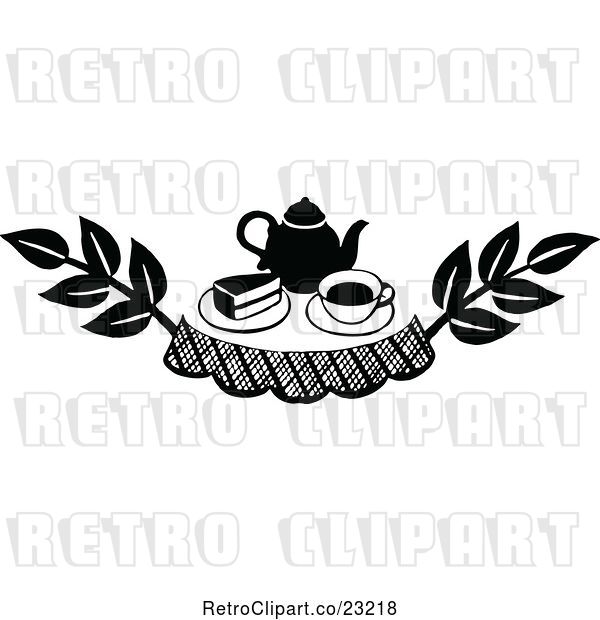 Vector Clip Art of Retro Cake and Tea Design Element