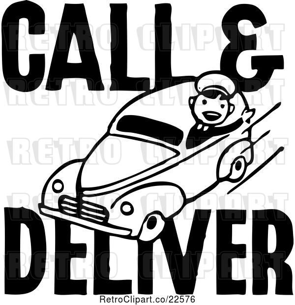 Vector Clip Art of Retro Call and Deliver Guy