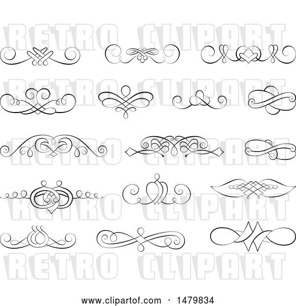Vector Clip Art of Retro Calligraphic Design Elements