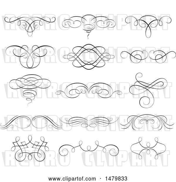 Vector Clip Art of Retro Calligraphic Design Elements