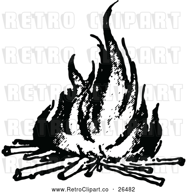 Vector Clip Art of Retro Camp Fire