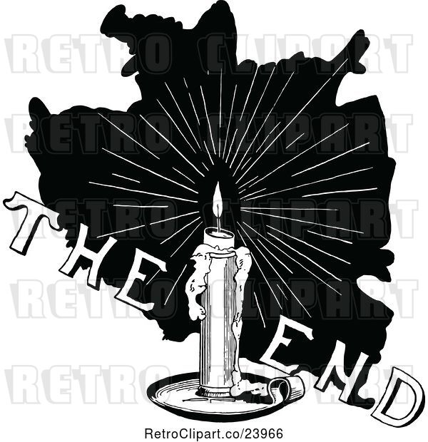 Vector Clip Art of Retro Candle the End and Map