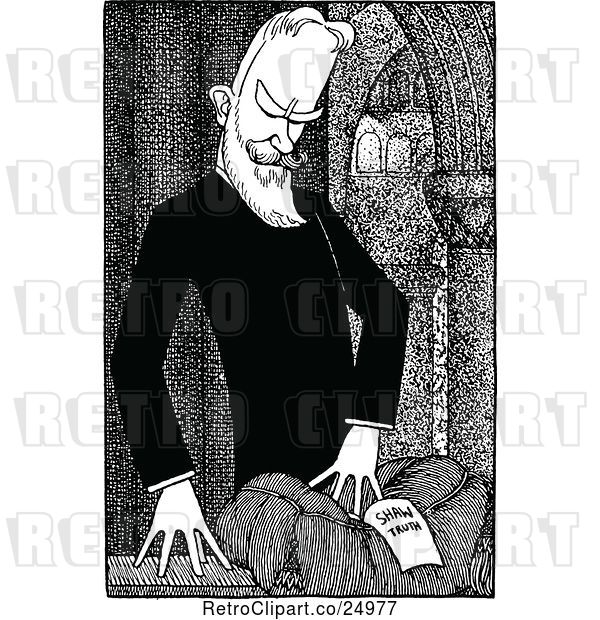 Vector Clip Art of Retro Caricature of George Bernard Shaw
