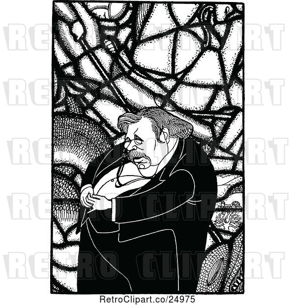 Vector Clip Art of Retro Caricature of Gilbert Keith Chesterton