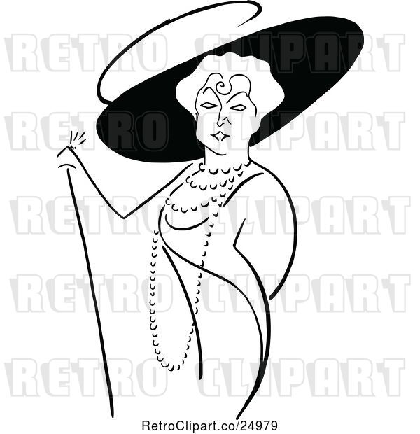 Vector Clip Art of Retro Caricature of Lillian Russel