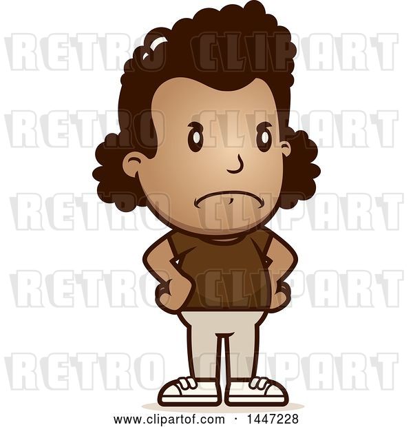 Vector Clip Art of Retro Cartoon Angry Black Girl with Hands on Her Hips