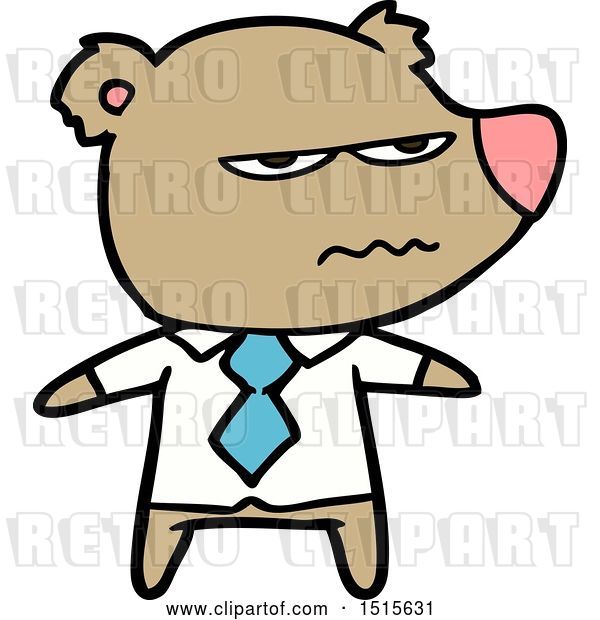 Vector Clip Art of Retro Cartoon Angry Boss Bear