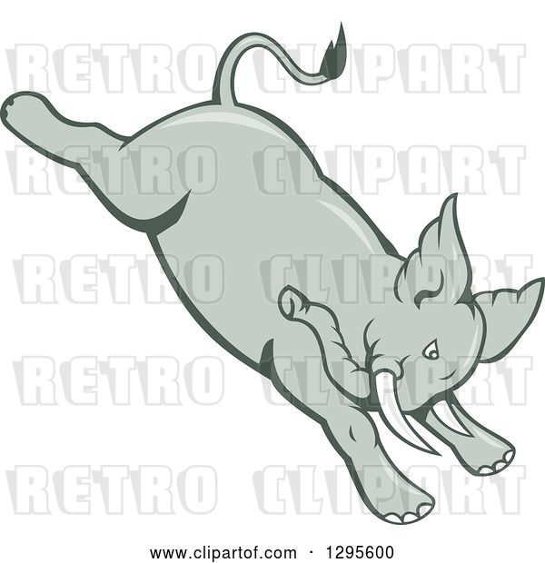 Vector Clip Art of Retro Cartoon Angry Elephant Bucking